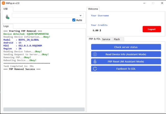 MIFrp Tool Interface